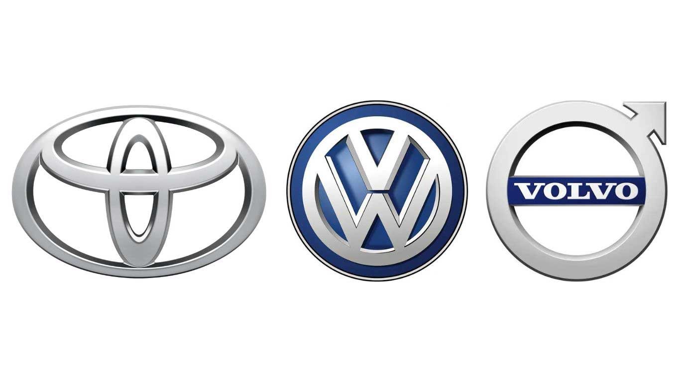 Toyota,Volkswagen and Volvo